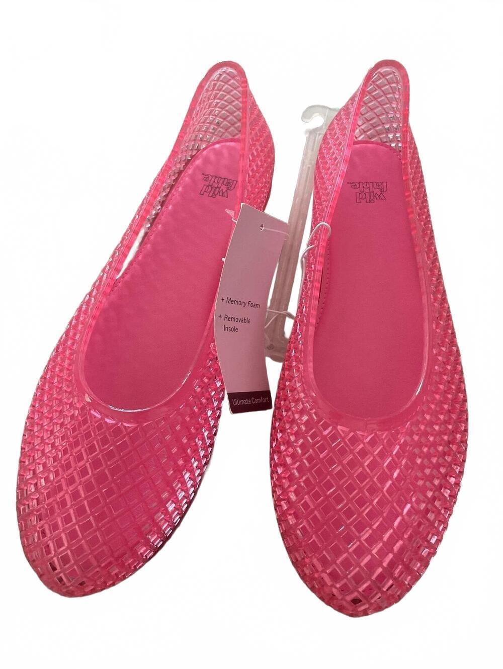 Wild Fable Jelly Flats Womens Size 6 Pink Removable Insert Pointed Toe Glam New - Picture 6 of 6